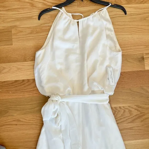 Donna Morgan x BHLDN Jackie 6 Cream Crepe Belted Wedding Jumpsuit New